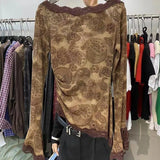 Chic Thai Design V-Neck Shoulder Short Sleeve T-Shirt Women's Curved Under The Hem To Slim Short