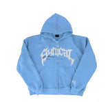 New Retro Zipper Sweater Gothic Letter Star Hoodie Trendy Men's Casual Outer