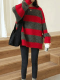 Oversized Stripe Pullover Sweater- Outfit