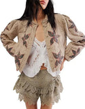 Autumn And Winter 2024 Hot Style Quilted Embroidery, Good Quality Washing Cotton, Maple Leaf Cloth Embroidery, Women's Cotton Jacket-Outfit