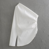 New Pleated Asymmetrically Trimmed Blouse