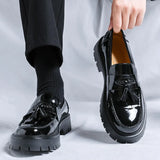 Zingj Small Leather Shoes Men's Platform Korean Version Of Tassel A Foot Pedal Formal Casual Height Hair Stylist Men's Shoes
