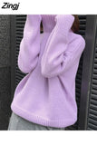 Women's Turtleneck Sweater White Jumper Warm Knitwear Green Pullover Women Thick Loose Elegant Sweater for Women