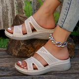 Mouth Hollowed-Out Thick-Soled Women's Shoes 2024 Summer New Comfortable Non-Skid Mother's Shoes Slope Heel Belt