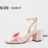 Sandals Three-Dimensional Orchid Head Elegant Light Pink Soft Texture Women's Shoes Direct