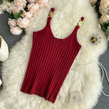 Women Summer Basic Tops Sexy Strappy Sleeveless Crop Top 2023 Female Casual Solid Color Ribbed Knit