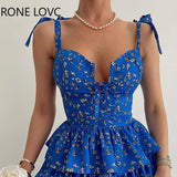 Women Elegant Spaghetti Strap All Over Print with Disty Floral Pattern Mini Cascading Ruffles Hem Vacation Sexy Sweet
