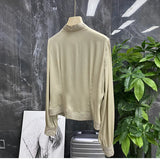 Silk Embroidered Shirt Women's 2023 Early Spring New Court Style Hollow-Out Shirt Socialite