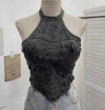 Babes Hanging Neck Slings Slings Tlit Holes Made Old Bare Back Short With Thoracic Tops