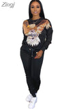 Two Piece Set Women Track Suit Tops And Pants Hooded Suit Fashion Big Sequins Jogging Femme Sets Two Piece Outfits Sweat