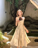 Midi Dresses for Women 2023 Summer New Korean Elegant Satin Vestido Wedding Evening Party Prom Clothes Female Dress