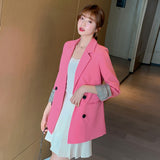 Spring And Summer New Korean Solid Color Small Suit Jacket Women's Casual Loose Coat Temperament Small Fragrant Style Suit