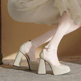 Jane Coarse Heels Women 2025 New Fairy Wind Waterproof Table French One-Word Buckle Single