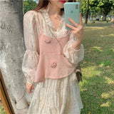 Zingj Flower Dress Female Autumn Outfit 2024 New Very Fairy Flounce V Collar Design Sense First Love Department Long Sleeve Skirt-Outfit