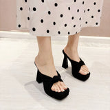 Zingj Summer New 13 Cm High Heels Thick Heel Sexy Nightclub Square Head Waterproof Sandal Female Fairy