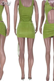 Two Piece Set Sexy Club Vacation Outfits for Women Summer Beach Bodysuit and Ruched Mini Skirt Swimsuit Bathing