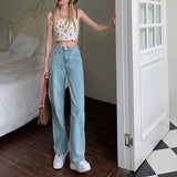 Zingj Waist Wide Leg Jeans Women Autumn Outfit 2024 New Versatile Show Thin Port Taste Straight Tube Hanging Feeling Drag Floor Pants Women-Outfit