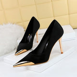 Zingj Banquet Fashion Light Luxury High Heels With High Heel Metal Pointed Suede