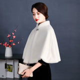 Faux Fur Party Wrap Winter Warm Bridal Bolero Ivory High Quality Wedding Coat High Neck Wedding Bridal Wrap Party Cape