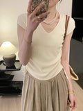 Silk V-Collar Vest Women Draw Rope Waist Design Sense Minority Summer 2024 New Chic Sweater