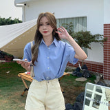 Elegant Blouses for Women Summer Shirts for Women 2024 Short Sleeve White Shirt for Women's Blouses