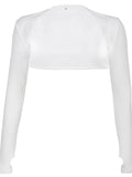 Women Thumbhole Long Sleeve Bolero Shrug Solid Color Open Front Cropped Cardigan Top Bodycon Slim Fit Sunscreen Arm Cover