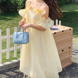 Dresses Women Student Sweet Fashionable Bow Solid Chic Lovely Girls All-match Leisure Summer Design