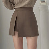 Skirts Women Irregular Solid Side-slit Stretchy Korean Style Trendy Chic OL High Waist Female Bottom Popular Spring