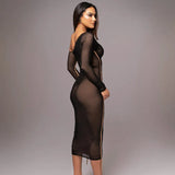 Zingj 2024 The New Women's Long Sleeve Mesh Splicing Inclined Shoulder Long Temperament Pleated Dress