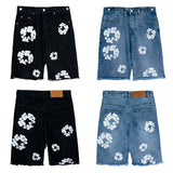 Tears Kapok Printing Beauty Trend Summer Men's And Women's Loose Casual Denim Shorts Trend Five-Cent