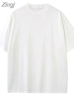 Summer Solid T Shirt For Women Basic Oversized Tee Loose Tops Pink 2023 Femal T-shirts Oversize Women's T-shirt