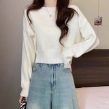 Zingj One-Word Collared Sweater For Women In Autumn And Winter, A Solid Color Casual Sweater, A Small Foreign