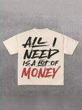 T-Shirt Y2K Hip-Hop Letter Retro Cross Graphic Print Oversized T-Shirt Men's Round Neck Cotton Short-Sleeved