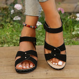 Zingj Round Head Pop Slope Heel Height Muller Velcro Adjustable Slipper Sandals