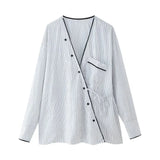 Spring Striped Shirt 2010782 Pajamas Style Trousers