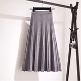 Zingj And Winter College Style High Waist Pleated Knitted Skirt Medium-Long Style Full-Length Bag Buttocks Korean Version Show Thin And Large A-Shaped