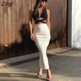 Women Autumn Sexy High Waist Bodycon Skirt Fashion Adults Slim-fit Solid Color Slit Leather Long Skirt