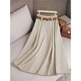 Women's Spring And Autumn Solid Color Casual Bvy Skirt With