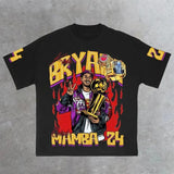 Men's T-Shirt 2024 Basketball Shirt Sports Style Short-Sleeved Cotton Print Loose T-Shirt Street Hip-Hop Blouse Short