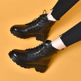 Zingj Martin Boots 2023 Autumn And Winter Tie Short Boots Basic Cowhide Women's Cotton