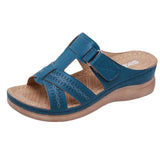Zingj Women's Shoes 2024 Summer New One-Shaped Hollowed-Out Fish Mouth Slope Heel Magic Paste Sandals Slippers Women's Large Size Women's