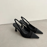 Zingj Summer New ~ Pointed Head Head Color Single Shoes Back Empty Word With High Heel Fine Heel Women's