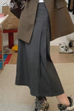 Waist Solid Midi Skirts Women Asymmetrical Chic Trendy Spring Elegant Office Ladies Simple All-match Aesthetic Faldas