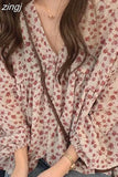 Chiffon Shirt Women Sweet Tops Blouse 2023 Spring New Korean Floral Print Long Sleeve Casual Loose Slim Lady Clothes