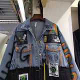 Cloth Stitching Denim Mid-length JacketOutfit