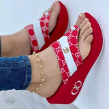 Toe Sandals And Slippers 2023 Summer New Slippers Muffin Thick Soles Herringbone Beach