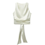 New Women's Street Fashion Back Silk Satin