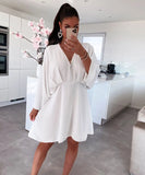 Early Autumn New V-Collar Dress Ins Casual Home Loose Multicolor Dress For
