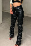 Stacked Pu Leather Pants- Outfit