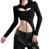 Zingj 2024 Winter Women's Solid Color Slim Long Sleeved Hoodie Smock Fashion Sling Vest Suit-Outfit